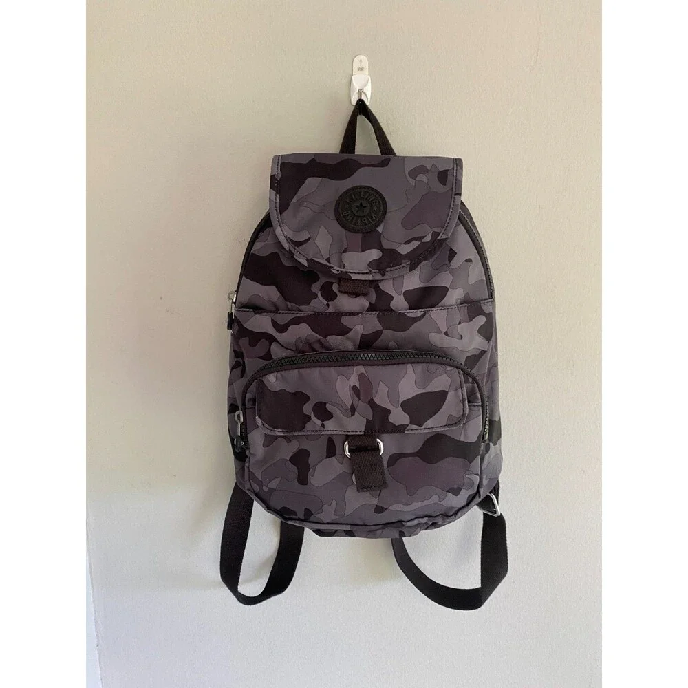 NEW RARE KIPLING QUEENIE BACKPACK LUGGAGE CAMO FOG NEW AUTHENTIC